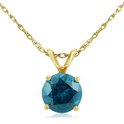 3/4ct Blue Diamond Pendant in 14k Yellow Gold