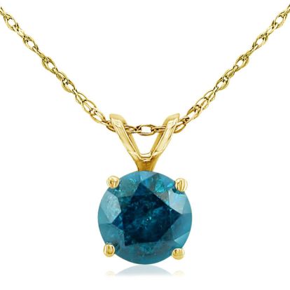 3/4ct Blue Diamond Pendant in 14K Yellow Gold
