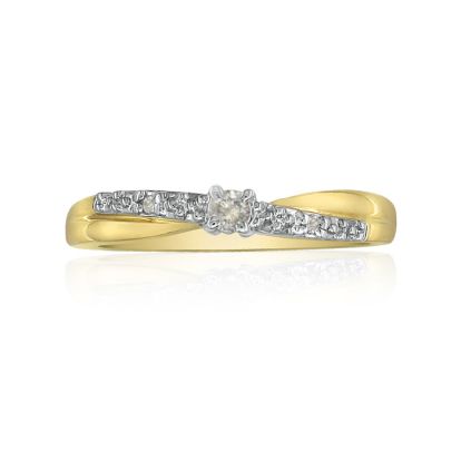 Beautiful Crossover Diamond Promise Ring, 10k Yellow Gold