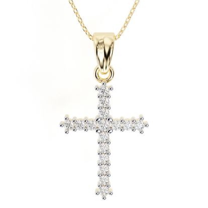 The Classic 1/4ct Diamond Cross Pendant in 10k Yellow Gold
