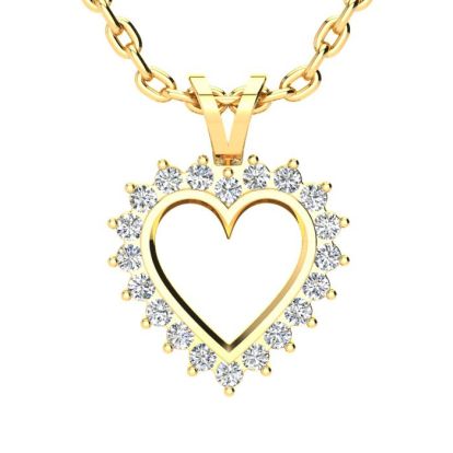 1/4 Carat Classic Diamond Heart Pendant in Yellow Gold