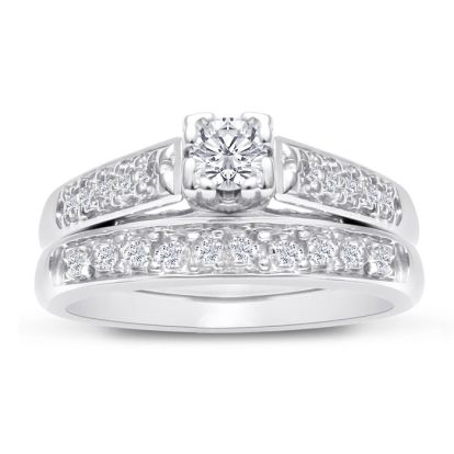 1/4ct Ladies Traditional Diamond Bridal Set in 10k White Gold