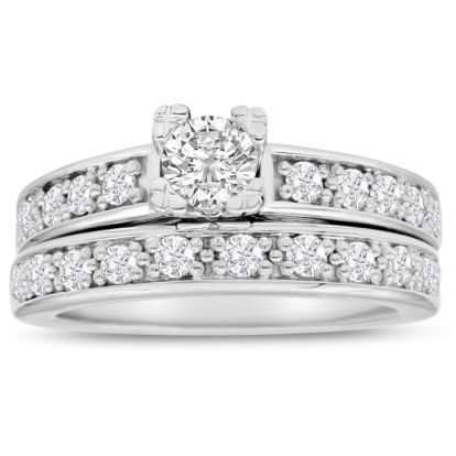 1ct Ladies Traditional Diamond Bridal Set, 14K White Gold
