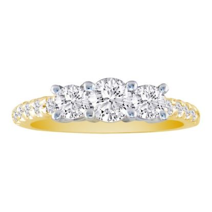 1ct Round Brilliant Cut Three Diamond Bridal Set in 14k Yellow Gold