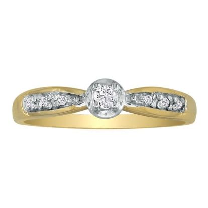Mini Diamond Engagement Ring in 10k Yellow Gold
