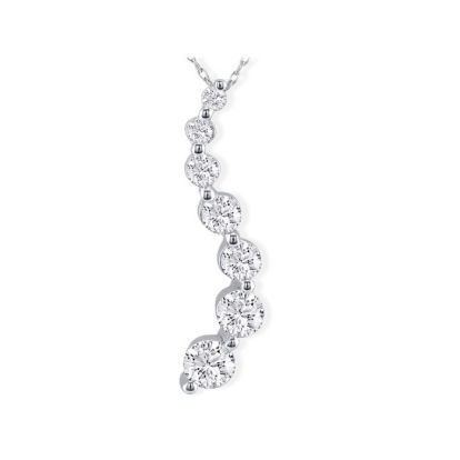 1ct 7 Diamond Journey Diamond Pendant 14k White Gold