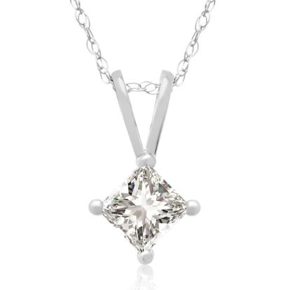 1/3ct Princess Diamond Pendant in 14k White Gold, Sale Priced.