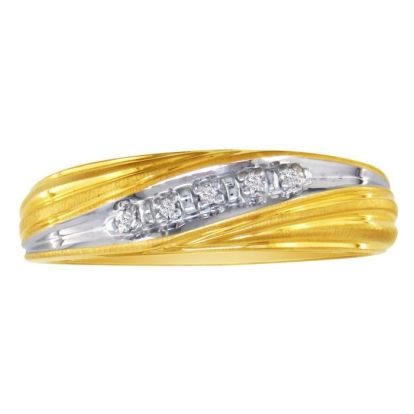 Men's Promise Ring with Five Diamonds in 10k Yellow Gold