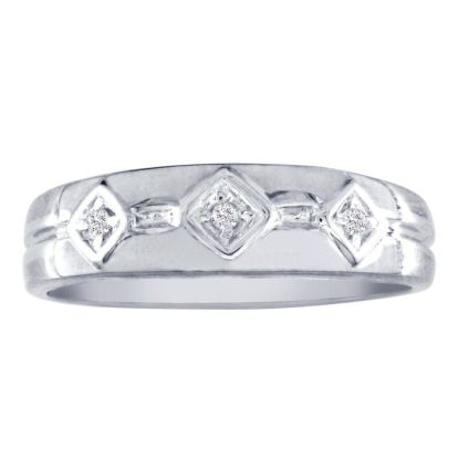 Mens Diamond Bands: Mens Modern Diamond Band in 10k White Gold
