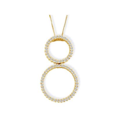 Diamond Pendants: 1/3ct Double Circle Diamond Pendant in 14k Yellow Gold