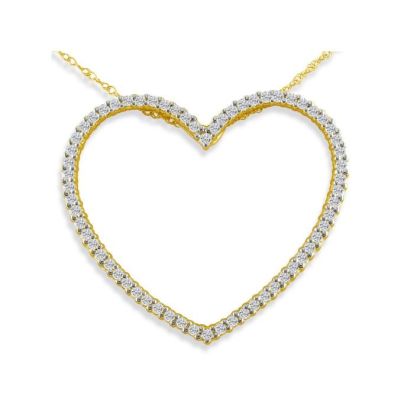 Estate Jewelry 1/2ct Diamond Heart Necklace in 10 Karat Yellow Gold