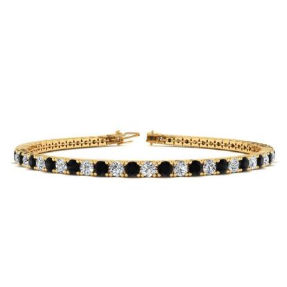 4 3/4 Carat Black And White Diamond Tennis Bracelet In 14 Karat Yellow Gold, 8 1/2 Inches