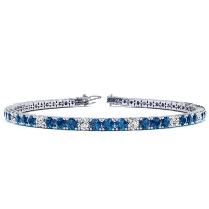 4 3/4 Carat Blue And White Diamond Alternating Tennis Bracelet In 14 Karat White Gold, 8 1/2 Inches