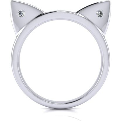 Diamond Accent Cat Ears Ring In White Gold Over Sterling Silver