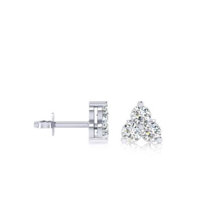 1/2ct Three Diamond Triangle Stud Earrings In 14K White Gold