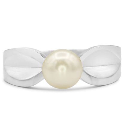 Round Freshwater Cultured Pearl Ring In 14 Karat White Gold