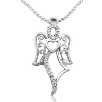 Diamond Accent Angel Heart Necklace, 18 Inches