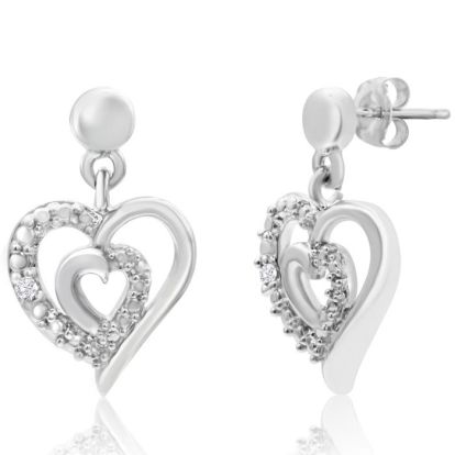 Diamond Accent Heart Dangle Earrings