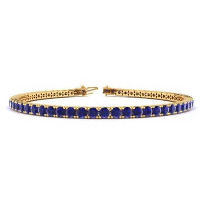 3 1/2 Carat Sapphire Tennis Bracelet In 14 Karat Yellow Gold, 6 Inches