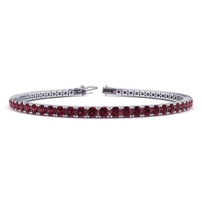 Garnet Bracelet: Garnet Jewelry: 3 1/2 Carat Garnet Tennis Bracelet In 14 Karat White Gold, 7 1/2 Inches