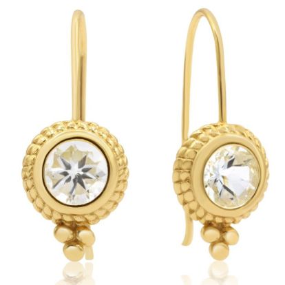 Aquamarine Earrings: Aquamarine Jewelry: 1 3/4 Carat Aquamarine Dangle Earrings With Rope Detail In 14K Yellow Gold Over Sterling Silver