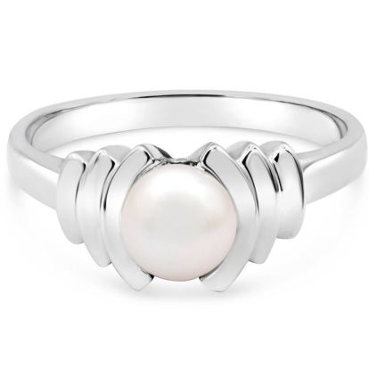 Round Freshwater Cultured Pearl Ring In 14 Karat White Gold