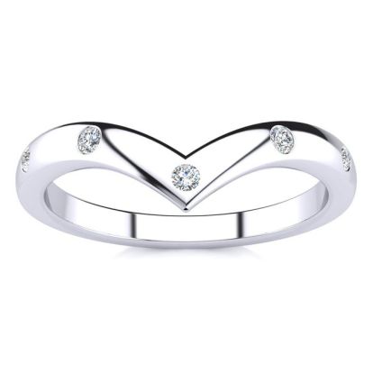 .05ct Five Diamond Bezel Set Wedding Band In 10K White Gold