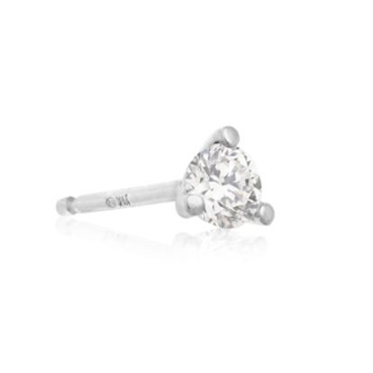 1/4 Carat Round Shape Single Diamond Stud Earring In 14 Karat White Gold, Martini Setting