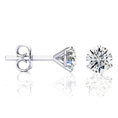 1.65 Carat Colorless Diamond Stud Earrings in 14 Karat White Gold Martini Setting