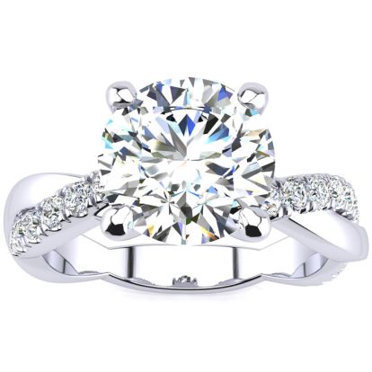 1 3/4 Carat Diamond Engagement Ring In 14K White Gold, 1 1/2 Carat Center Diamond, H-I I1-I2