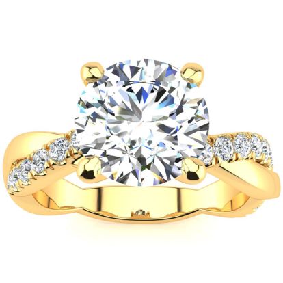 1 3/4 Carat Diamond Engagement Ring In 14K Yellow Gold, 1 1/2 Carat Center Diamond, I-J I1-I2
