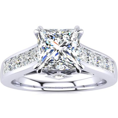 2 Carat Princess Cut Diamond Engagement Ring In 14K White Gold