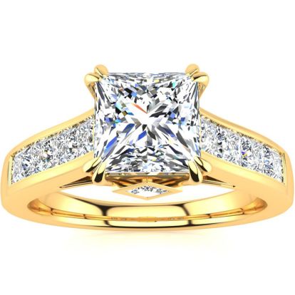 2 Carat Princess Cut Diamond Engagement Ring In 14K Yellow Gold