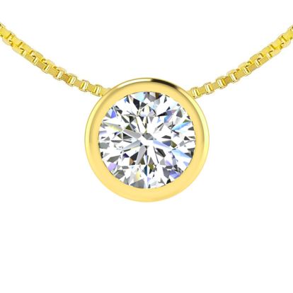 1/3 Carat Bezel Set Diamond Solitaire Necklace in 14K Yellow Gold, 18 Inches