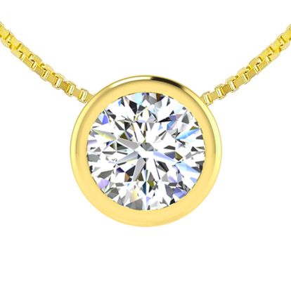 3/4 Carat Bezel Set Diamond Solitaire Necklace in 14K Yellow Gold, 18 Inches
