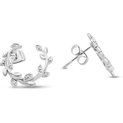 Vine Leaf Diamond Earrings, 1/2 Inch. Brand New Beautiful Style!