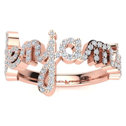 Personalized Diamond Name Ring In 14K Rose Gold - 8 Letters, 1/2cttw