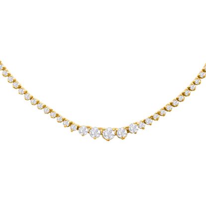 Graduated 5 Carat Diamond Tennis Necklace In 14 Karat Yellow Gold