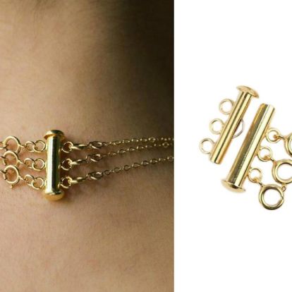 Yellow Gold Tone Layer Necklace Clasp For Up To 3 Necklaces!