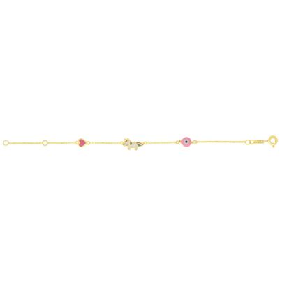 14 Karat Yellow Gold Kids Unicorn Bracelet, 5 1/2 Inches