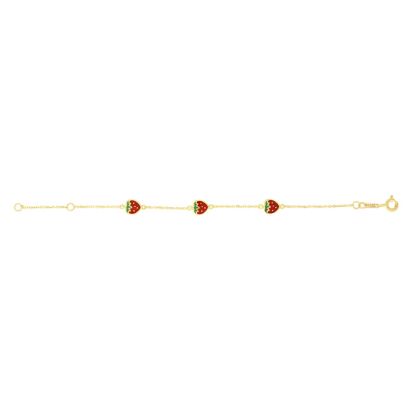 14 Karat Yellow Gold Kids Strawberry Bracelet, 5 1/2 Inches