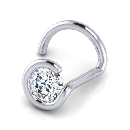 0.02ct 1.5mm Diamond Nose Ring In 14K White Gold