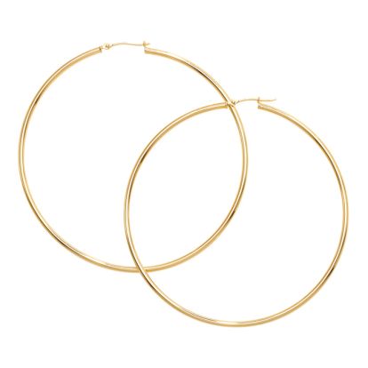 14 Karat Yellow Gold Large Hoop Earrings, 2 3/4 Inches