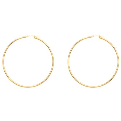 14 Karat Yellow Gold Large Hoop Earrings, 2 1/2 Inches