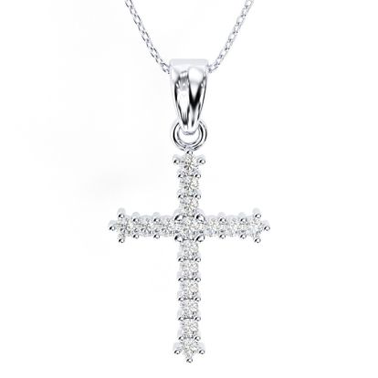 Classic 1/4ct Diamond Cross Pendant in 10k White Gold