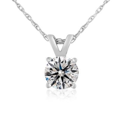 .55 Carat Colorless Diamond Solitaire Pendant in 14K White Gold with Free Chain. Limited Quantity of This Special Size.  Over 1/2 Carat!