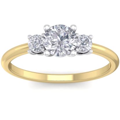 1 Carat Natural Colorless Diamond Ring Featuring a .75 Carat Center Diamond in Solid 14k Yellow Gold