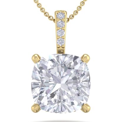 3/4 Carat Cushion Cut Hidden Halo Diamond Necklace In 14 Karat Yellow Gold, 18 Inches
