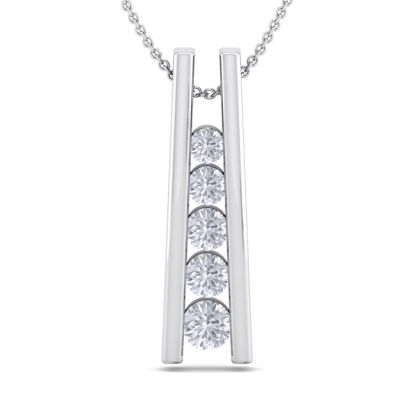 1/4 Carat Diamond Journey Ladder Necklace In 14 Karat White Gold, 18 Inches