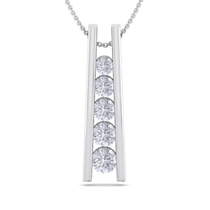1/2 Carat Diamond Journey Ladder Necklace In 14 Karat White Gold, 18 Inches
